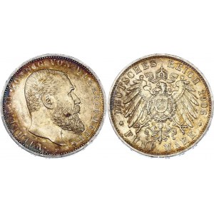 Germany - Empire Wurttemberg 5 Mark 1906 F