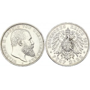Germany - Empire Wurttemberg 5 Mark 1913 F