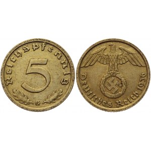 Germany - Third Reich 5 Reichspfennig 1936 G Key Date