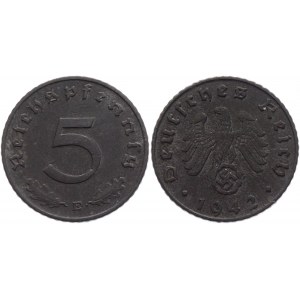 Germany - Third Reich 5 Reichspfennig 1942 E Key Date