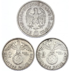 Germany - Third Reich 2 x 2 & 5 Reichsmark 1936 - 1939 A