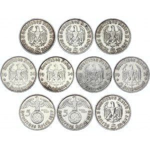 Germany - Third Reich 10 x 5 Reichsmark 1934 - 1938