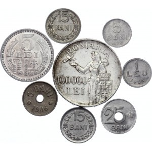 Romania Lot of 8 Coins 1906 - 1978