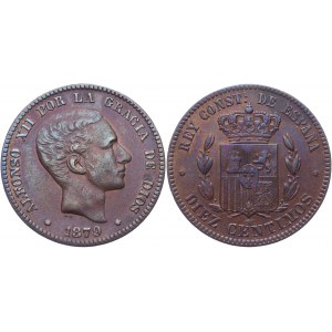 Spain 10 Centimos 1879 OM