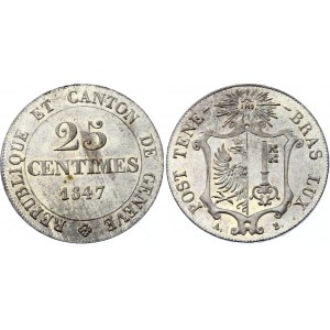 Switzerland Geneve 25 Centimes 1847
