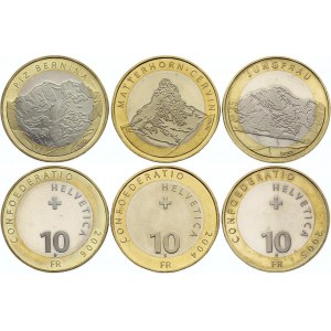Switzerland Full Set of 3 Coins of 10 Francs 2004 - 2006