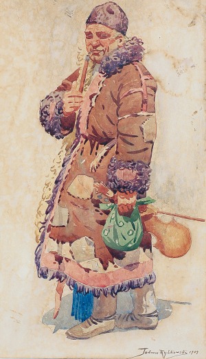 Tadeusz RYBKOWSKI (1848-1926), Chłop w kożuchu, 1909