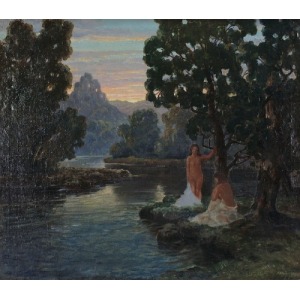Konstanty MACKIEWICZ (1894-1985), Kąpiące się o zachodzie słońca