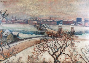 Fryderyk PAUTSCH (1877-1950), Kraków zimą - widok na most, 1925