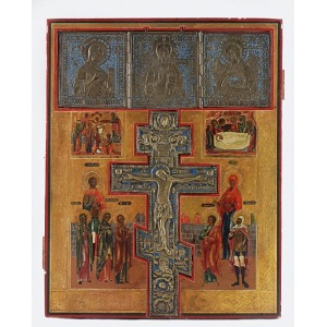 Ikona - Deesis i Ukrzyżowanie
