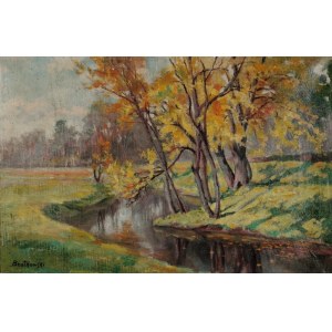 Roman BRATKOWSKI (1869-1954), Jesienny pejzaż z zakolem rzeki