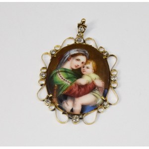 RAFAEL SANTI (1483-1520) według, Medalion z Matką Boską i Dzieciątkiem
