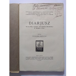 Diariusz Walnej Rady Warszawskiej z roku 1710, Wilno 1928