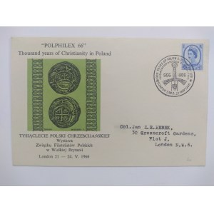 Koperta ze znaczkiem pocztowym z okazji Wystawy Związku Filatelistów Polskich w Wielkiej Brytanii.