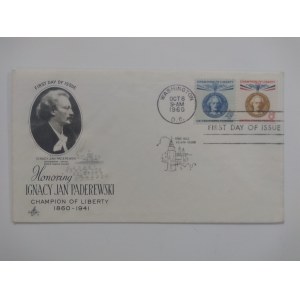 Koperta F.D.C. Ignacy Jan Paderewski 6 październik 1960 r.