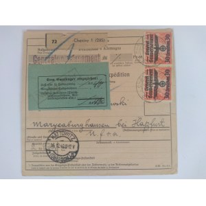 Proof of shipment of the package Katowice-Chęciny 16.12,1940.