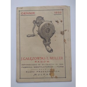 Radom. Cennik wyrobów firmy J. Gałęziowski i L. Muller na 1932 r.