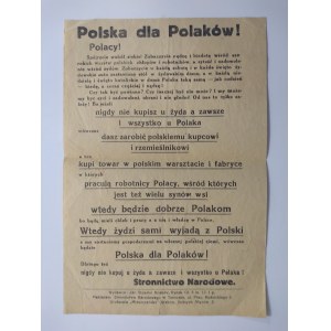 Polska dla Polaków. Odezwa Stronnictwa Narodowego.