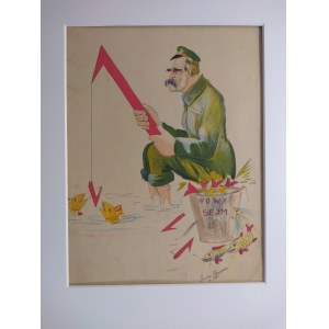 Rogalski, Józef Piłsudski Łowienie wyborców Litografia barwna.