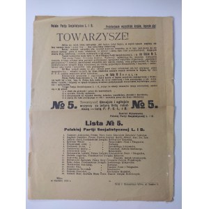 Afisz Polskiej Partii Socjalistycznej agitujący do głosowania na listę PPS nr 5 Wilno 1922 r.