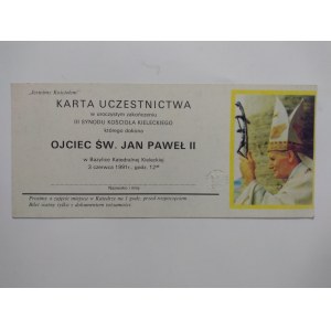 Dwa zaproszenia na kieleckie uroczystości podczas wizyty Papieża Jana Pawła II w Kielcach.