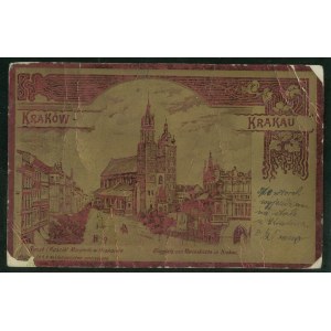 Kraków, Rynek, litografia na metalowej folii,