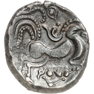 Coriosolites (fin de la Ière moitié du Ier siècle av. J.-C.). Statère de billon, classe II, au nez pointé ND (c.50 av. J.-C.).