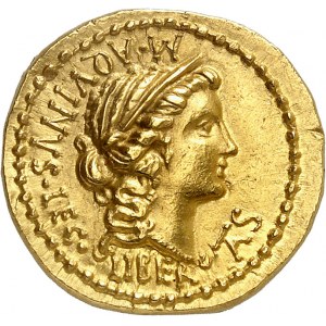 Cassia, Caius Cassius Longinus. Aureus ND (43-42 av. J.-C.), atelier itinérant d’Asie Mineure.