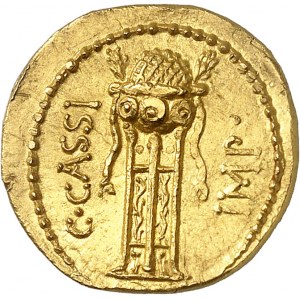 Cassia, Caius Cassius Longinus. Aureus ND (43-42 av. J.-C.), atelier itinérant d’Asie Mineure.