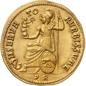 Maxence (306-312). Médaillon de 4 aurei (quaternio), commémorant la restauration du temple de Vénus et de Rome ND (c.308), Rome.