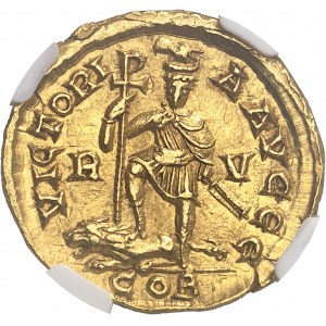 Honorius (393-423). Solidus au buste casqué 408-423, Ravenne.
