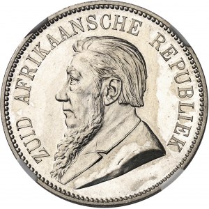 Afrique du sud (République d’). 5 shillings, double shaft, Flan bruni (PROOF) 1892.