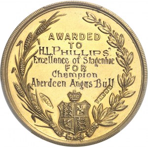 Afrique du sud (République d’). Médaille d’Or de la Witwatersrand Agricultural Society, avec attribution à H. L. Phillips 1921, Birmingham.