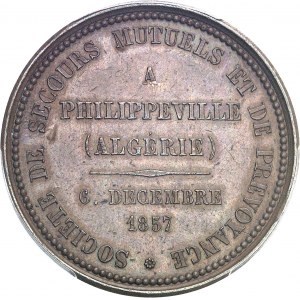 Second Empire / Napoléon III (1852-1870). Jeton de la Société de secours mutuels et de prévoyance de Philippeville 1857, Paris.