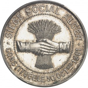 IIIe République (1870-1940). Jeton de L’Ardèche algérienne, société de secours mutuels 1891, Paris.