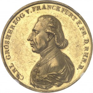 Francfort (Grand-duché de), Charles-Théodore de Dalberg (1810-1813). Médaille d’Or, création du Grand-duché de Francfort, par Johann Christian Reich 1810, Fürth.