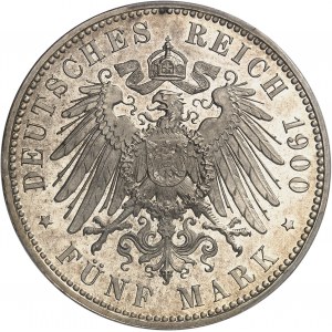 Saxe, Albert (1873-1902). 5 mark Flan bruni (PROOF) 1900, E, Dresde.