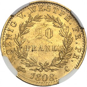 Westphalie, Jérôme Napoléon (1807-1813). 20 frank 1808, C, Cassel.