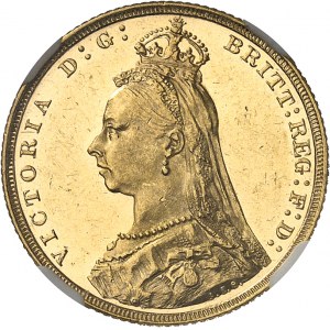 Victoria (1837-1901). Souverain, type jubilé de la Reine, aspect Flan bruni (PROOFLIKE) 1893, M, Melbourne.