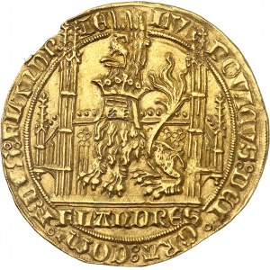 Flandres (comté de), Louis de Male (1346-1384). Lion heaumé ND (1346-1384), Gand.