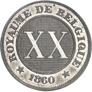 Léopold Ier (1831-1865). Essai de 20-XX centimes au lion par Braemt 1860, Bruxelles.