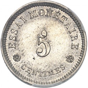 Léopold Ier (1831-1865). Essai de 5 centimes au lion par Braemt 1859, Bruxelles.