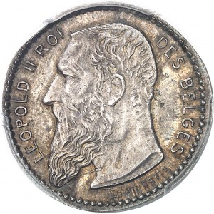 Léopold II (1865-1909). Épreuve uniface d’avers de 2 francs par Th. Vinçotte, sur flan mince ND (1904), Bruxelles.