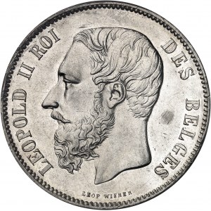 Léopold II (1865-1909). Module de 5 francs, visite de la Monnaie par les délégués à la Conférence internationale 1892, Bruxelles.