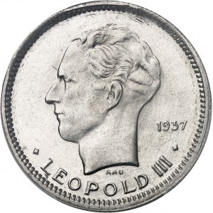 Léopold III (1934-1951). 5 francs légende flamande, frappe fautée 1937, Bruxelles.