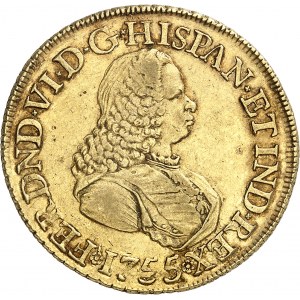 Ferdinand VI (1746-1759). 8 escudos, frappe au balancier 1755 S, NR, Nuevo Reino (Santa Fé de Bogota).