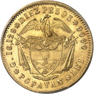 Nouvelle-Grenade (République de). 10 pesos 1857, Popayan.