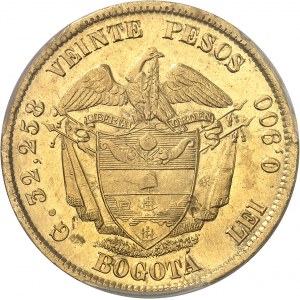 Colombie (États-Unis de) (1863-1886). 20 pesos 1862, Bogota.