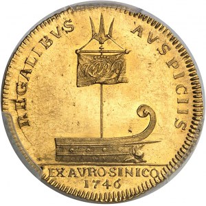 Frédéric V (1746-1766). Ducat à la galère de la Compagnie danoise des Indes orientales 1746, Copenhague.