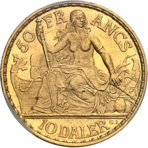Indes occidentales danoises, Christian IX (1863-1906). 50 francs / 10 daler 1904, Copenhague.